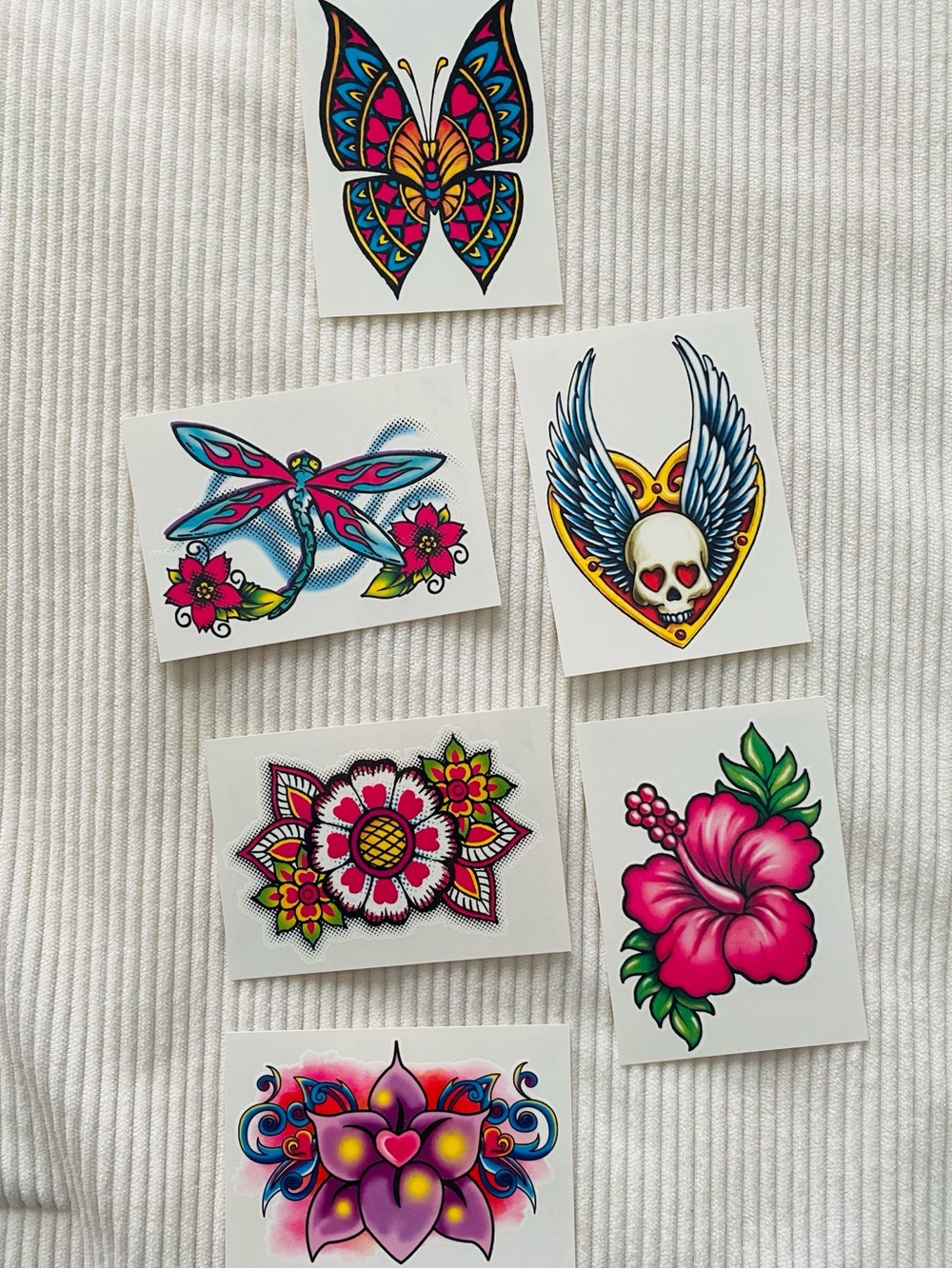 Y2K Temporary Tattoos Skull Wings Heart Tribal Butterfly Flowers Dragonfly